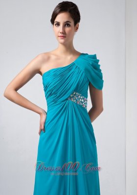 Teal Homecoming Dress One Shoulder Cap Sleeve