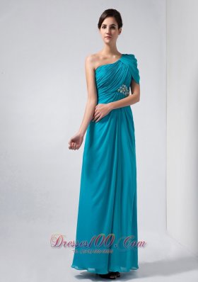 Teal Homecoming Dress One Shoulder Cap Sleeve