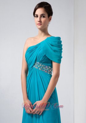 Teal Homecoming Dress One Shoulder Cap Sleeve