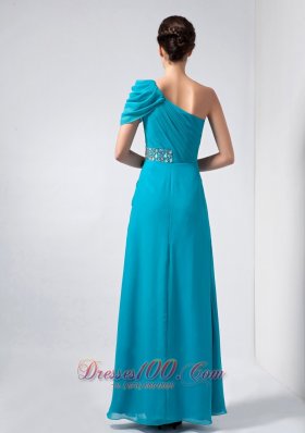 Teal Homecoming Dress One Shoulder Cap Sleeve