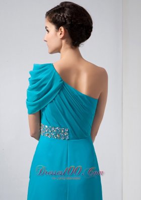 Teal Homecoming Dress One Shoulder Cap Sleeve