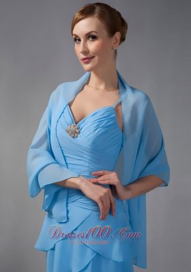 Sky Blue V-neck Mother Of The Bride Dress Straps