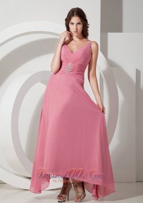 Customize Chiffon Prom Dress V-neck Beading