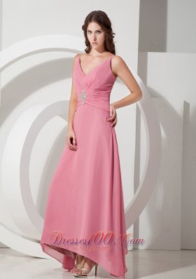 Customize Chiffon Prom Dress V-neck Beading