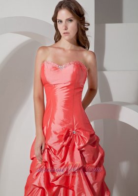 Splendid Watermelon Prom Dress Bowknot Pick-ups