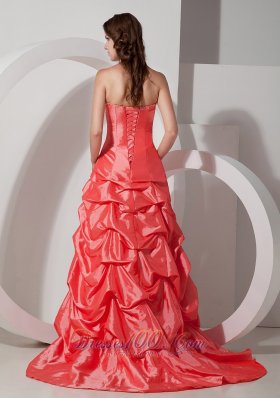 Splendid Watermelon Prom Dress Bowknot Pick-ups