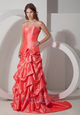 Splendid Watermelon Prom Dress Bowknot Pick-ups