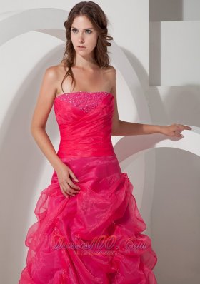 Hot Pink A-line Beaded Prom Dress Customize