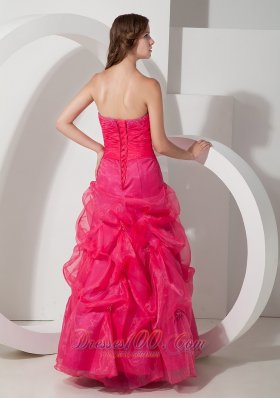 Hot Pink A-line Beaded Prom Dress Customize