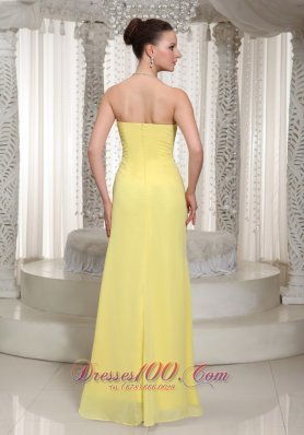 Comfortable Chiffon Prom Dress Yellow Beading