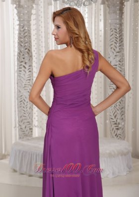 High Slit Bridesmaid Dress Fuchsia Side Zipper