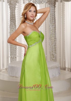 Elegant Prom Holiday Dress Green Beading and Ruching