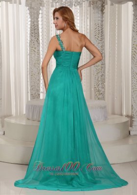 Turquoise High Slit Prom Celebrity Dress Beading