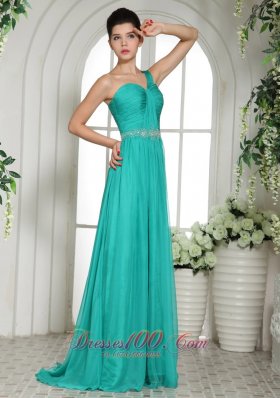 Discount One Shoulder Prom Dress Ruch and Beading