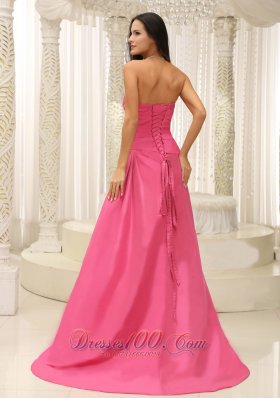 Rose Pink Bridesmaid Dress for Wedding Appliques