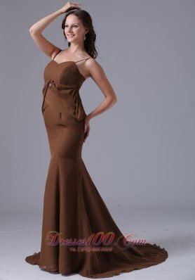 Brown Mermaid 2013 Mother Dress Spaghetti Straps