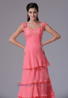 Watermelon Ruffled Layers Prom Dress Square