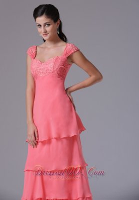 Watermelon Ruffled Layers Prom Dress Square