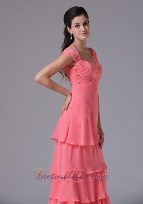 Watermelon Ruffled Layers Prom Dress Square