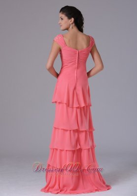 Watermelon Ruffled Layers Prom Dress Square