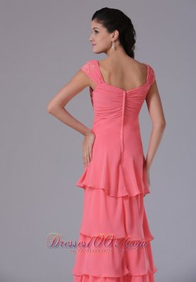 Watermelon Ruffled Layers Prom Dress Square