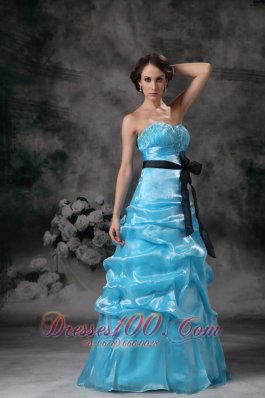 Beautiful Prom Dress Aqua Blue Appliques Bowknot