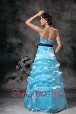 Beautiful Prom Dress Aqua Blue Appliques Bowknot