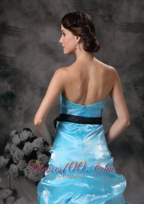 Beautiful Prom Dress Aqua Blue Appliques Bowknot