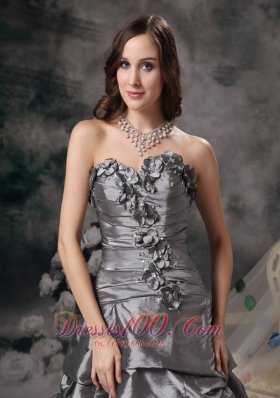 Gorgeous Grey Evening Gown Flowers Pick-ups