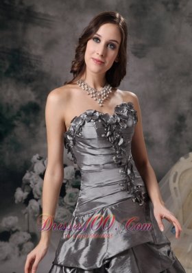 Gorgeous Grey Evening Gown Flowers Pick-ups