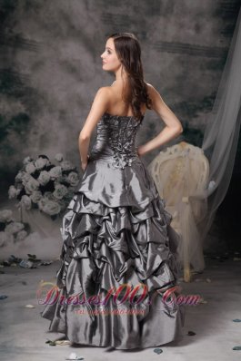 Gorgeous Grey Evening Gown Flowers Pick-ups