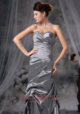 Discount Gray Beading Prom Evening Dress Column