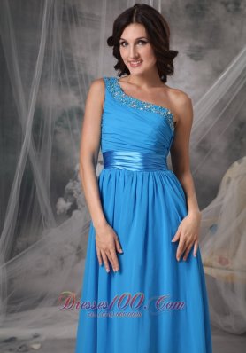 One Shoulder Dress for Bridesmaid Beading Sashed