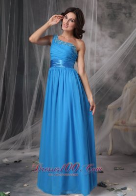 One Shoulder Dress for Bridesmaid Beading Sashed