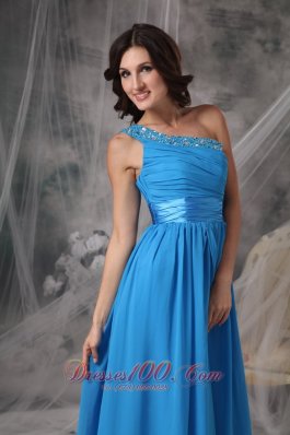 One Shoulder Dress for Bridesmaid Beading Sashed