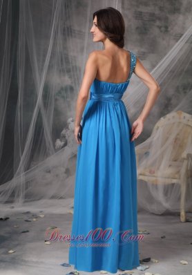 One Shoulder Dress for Bridesmaid Beading Sashed