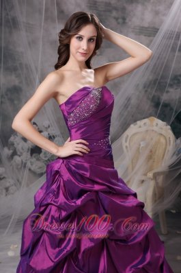 Purple V-neck Bridesmaid Dress Beads pick-ups