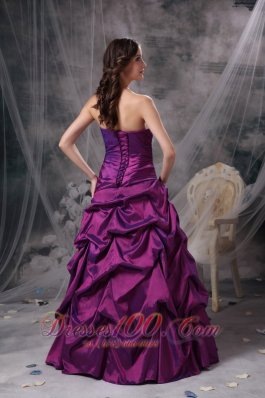 Purple V-neck Bridesmaid Dress Beads pick-ups