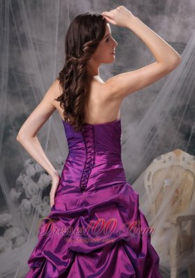 Purple V-neck Bridesmaid Dress Beads pick-ups