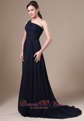 Nacy Blue Bridesmaid Dress for Wedding One Shoulder