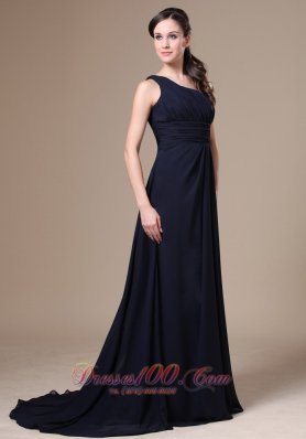 Nacy Blue Bridesmaid Dress for Wedding One Shoulder