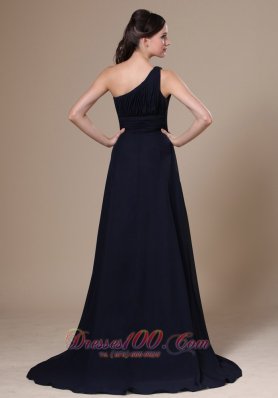 Nacy Blue Bridesmaid Dress for Wedding One Shoulder