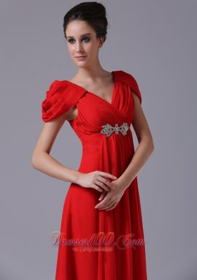 Fashionable Cap Sleeves Prom Dress V-neck