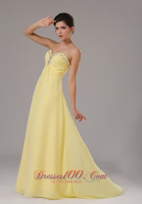 Yellow Prom Dress Custom Made Beaded