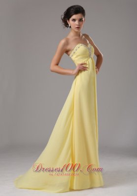 Yellow Prom Dress Custom Made Beaded