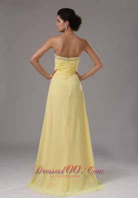 Yellow Prom Dress Custom Made Beaded