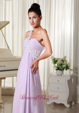 Lilac Prom Dress Appliques One Shoulder