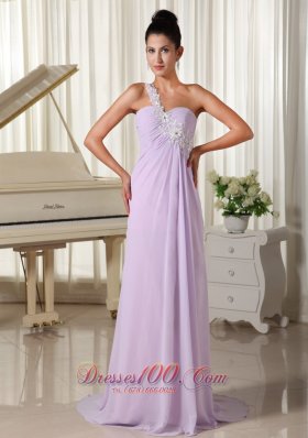 Lilac Prom Dress Appliques One Shoulder