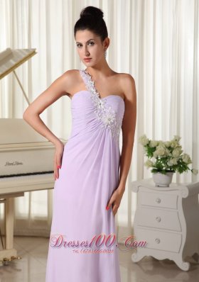 Lilac Prom Dress Appliques One Shoulder