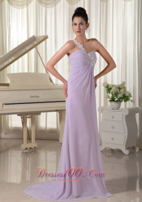 Lilac Prom Dress Appliques One Shoulder